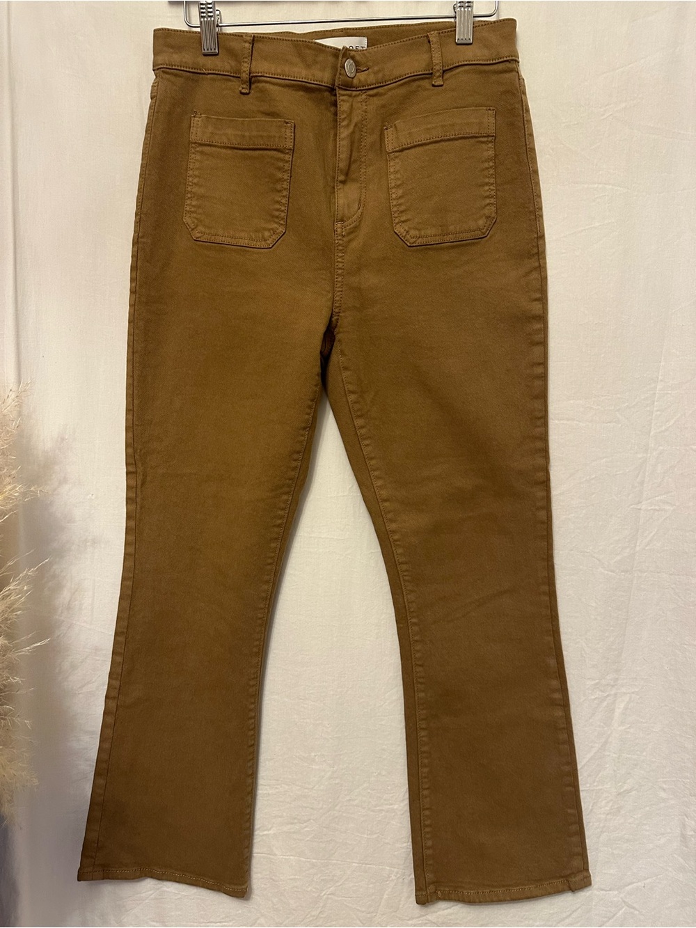 LOFT Kick Crop Pants Size 27/4 Brown Tan Patch Pocket Stretch